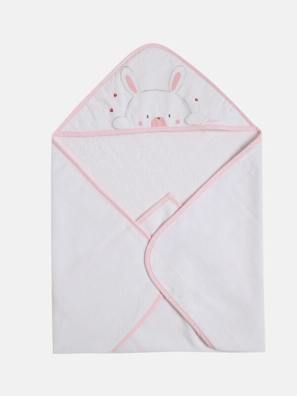 White and Pink Terry Towel With Hood image number 2